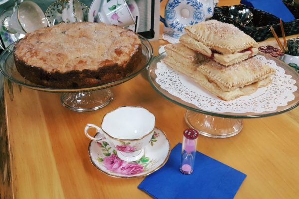 Blueberry Rhubarb Cake & Cherry & Apple Turnovers--perfect with tea!